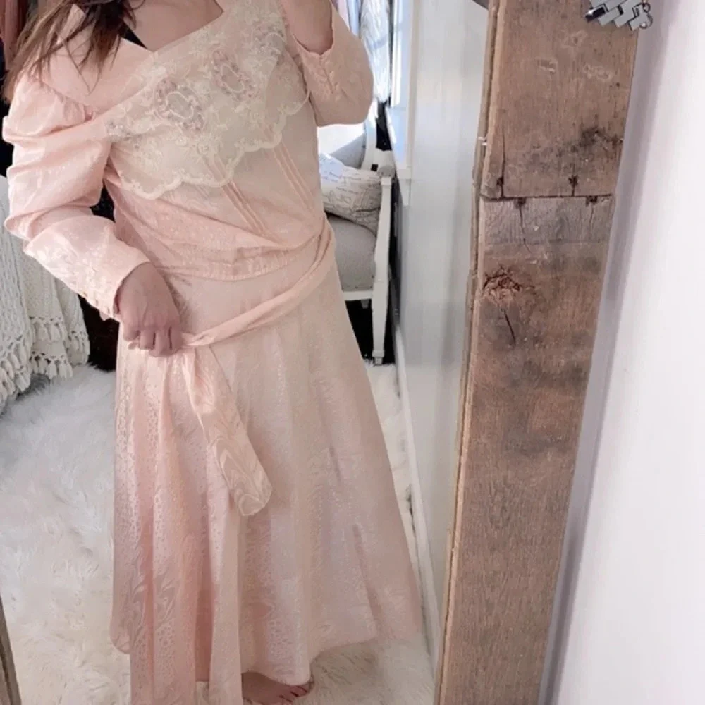 Vintage Nilani peach color maxi dress size 14 - Picture 3 of 11